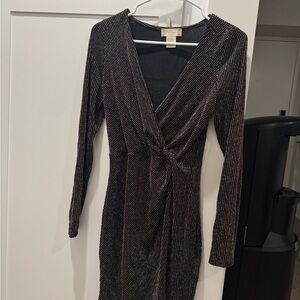 Altar'd State Black and Gold Long Sleeve Dress